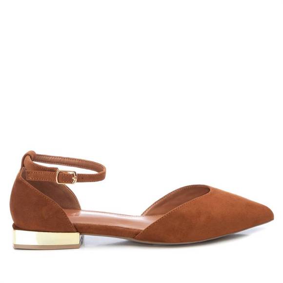 NEW XTI women's suede pointy toe ballet flats in medium brown - Picture 1 of 1